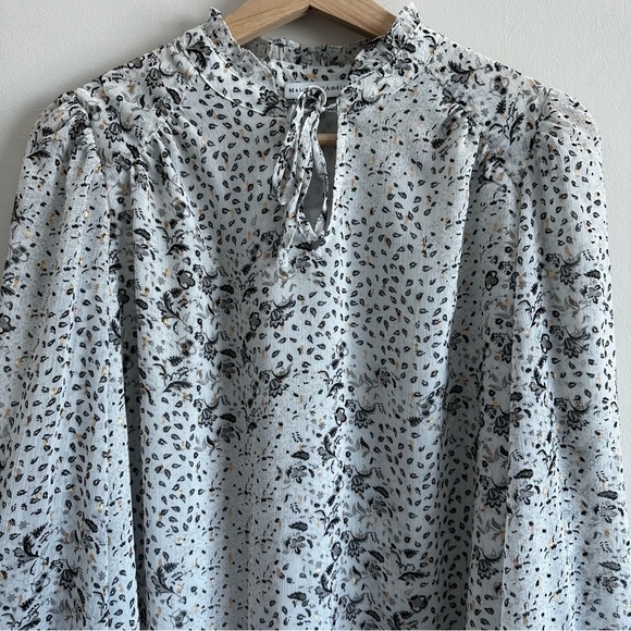 Maison d’ Amelie Paris Tie Neck Balloon Sleeve Blouse - Picture 1 of 10